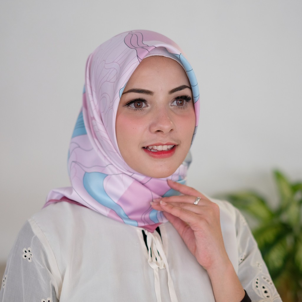 Jilbab Segiempat MURAH Hijab Segiempat Motif Bunga Polos