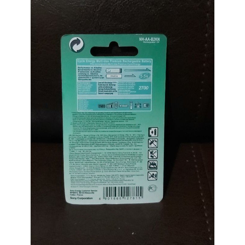 baterai / battery cas SONY AA CYBER ENERGY recharge / battery AA isi ULANG recargeable 2700mAh