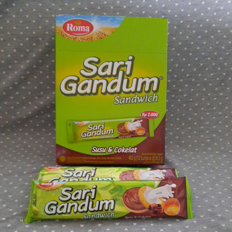 

Roma sari gandum kemasan box 39gr isi 12 perbox