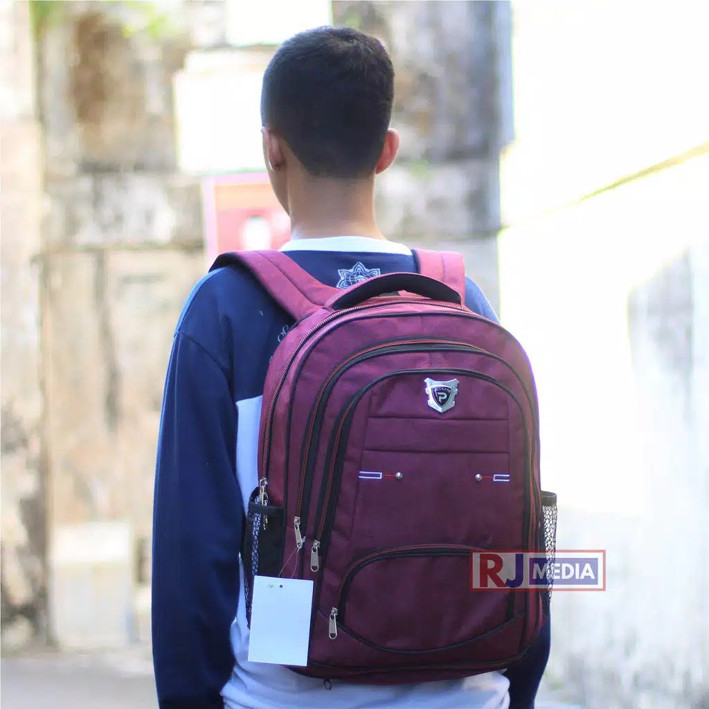 [ Bisa COD ] Ransel Laptop In Kerja Pria Polo Alfito Biru Motif Tebal Merah Stylish Tas Ransel Sekolah SD SMP SMA Kulaih Kerja Terbaru Kualitas Terbaik