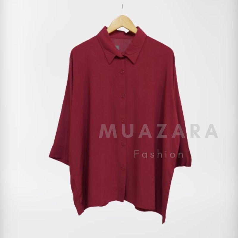 Kemeja Wanita Jumbo LD 130 XXXL / Kemeja Polos Oversize-Marun