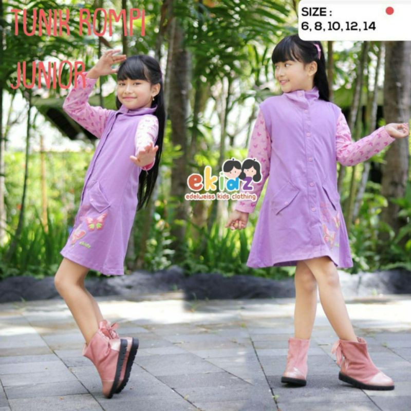 Outer /outer anak/tunik Anak/setelan tunik anak/setelan outer anak /tunik rompi+ kaos  Ekidz (size 6