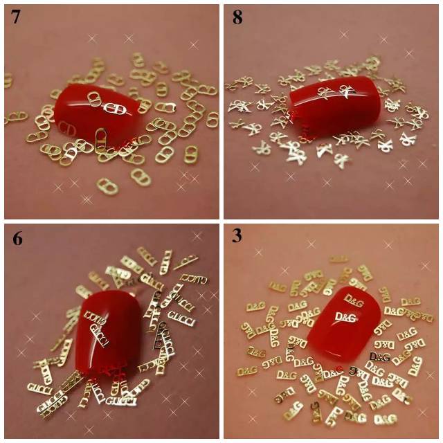 Nail art 3D hiasan kuku 3D merk logo Gold Import metal hiasan slime scrapbooking