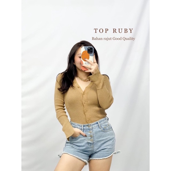 ATASAN WANITA RAJUT LENGAN PANJANG BAJU CEWEK RUBY FASHION KEKINIAN