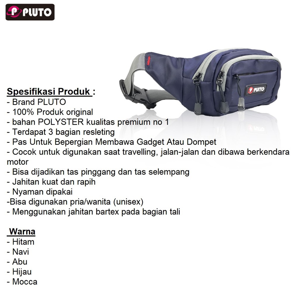 TAS SELEMPANG PRIA WAIST BAG PLUTO PRIA WANITA TAS SLEMPANG PRIA WAIST PACK PRIA PLUTO - BS