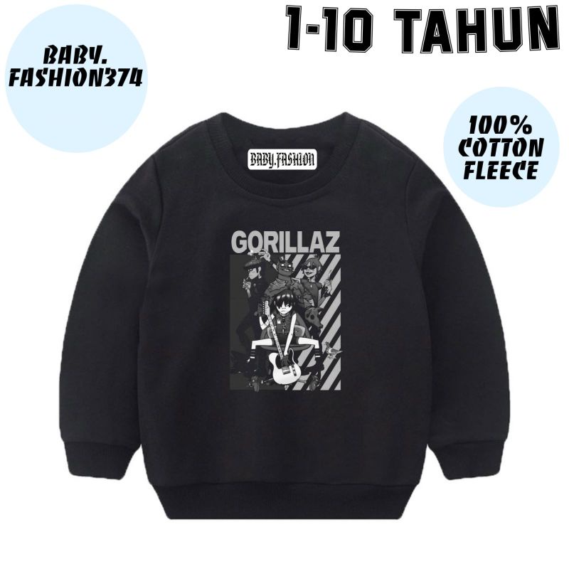 CREWNECK SWEATER ANAK GORILLAZ Band Metal - JACKET CREWNECK Rock Music BABY KIDS - BAYI ANAK Laki La