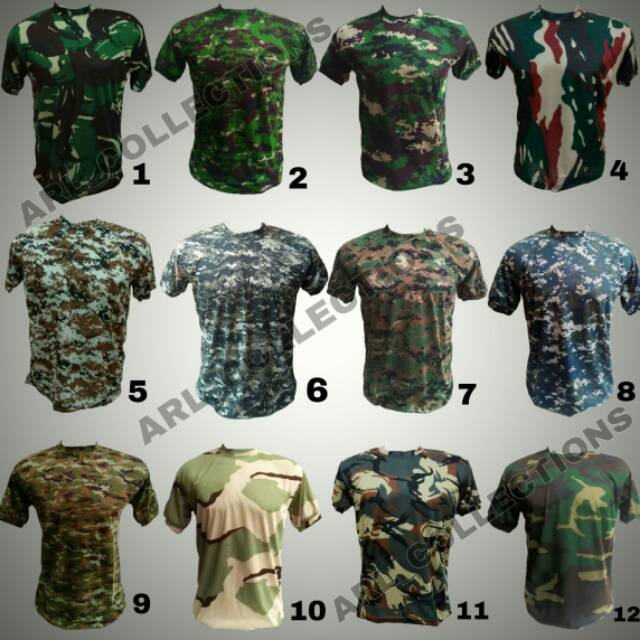 Kaos pendek loreng army/kaos oblong tactical TNIAD/AU/AL/pramuka/umum/hitam/camo airsofter outdoor