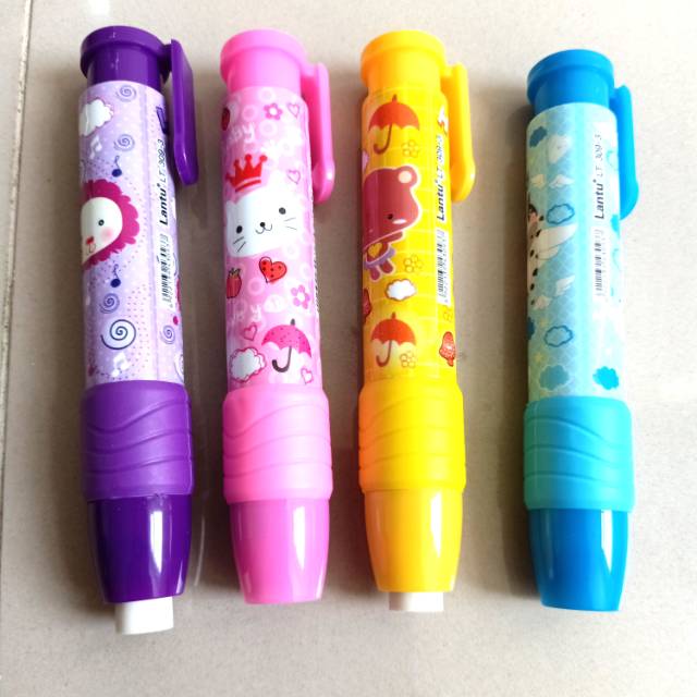 Penghapus eraser pulpen Ditekan keluar penghapusnya Penghapus eraser pulpen Ditekan keluar penghapusnya