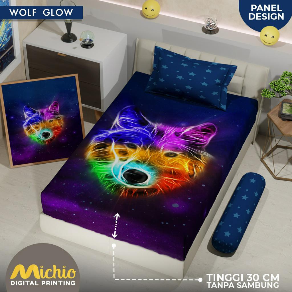 Sprei Michio Digital Printing Ukuran 120x200 Tinggi 30cm Aneka Motif Karakter Seprai Single Bed