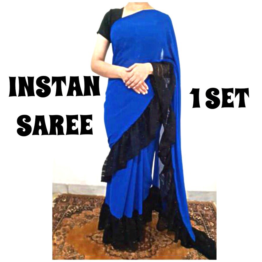 Saree India Instan Set Baju Sari India Siap Pakai Saree Lilit India Instan Saree Shopee Indonesia