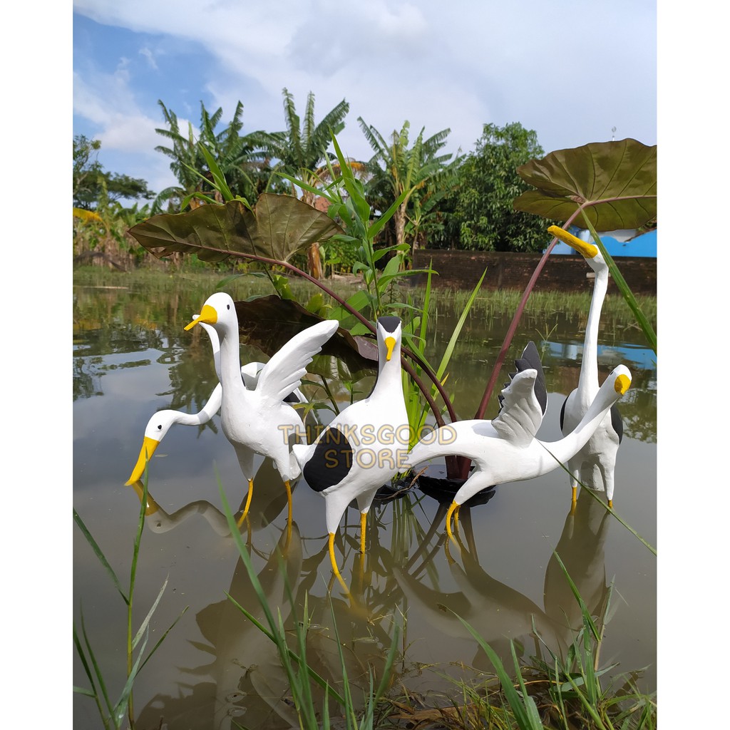 PATUNG BURUNG BANGAU UNGGAS HIASAN TAMAN KERAJINAN LOKAL HIASAN KOLAM+INVOICE