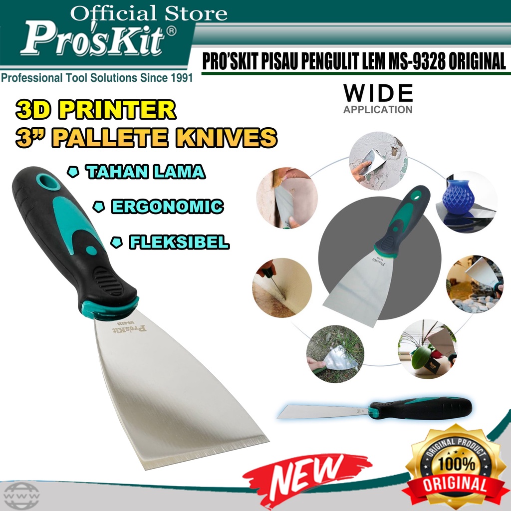 Proskit MS-9328 Pisau Pengulit Lem Pro'skit MS-9328 3D Printer 3 Palette Knives Pisau Pembersih Lem 