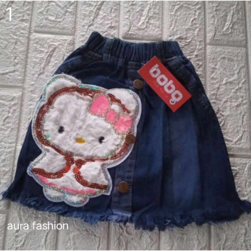 ROK JEANS ANAK USIA 1-7 TAHUN//ROK JEANS ANAK RAWIS KARAKTER BULU USIA 1-7 TAHUN/ROK JEANS ANAK TUTU GAMBAR KARAKTER BULU