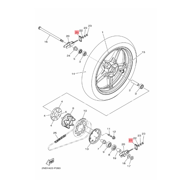 PLAT ANTING TAHANAN STELAN RANTAI MX KING ORIGINAL YGP 2PV-F2174-00