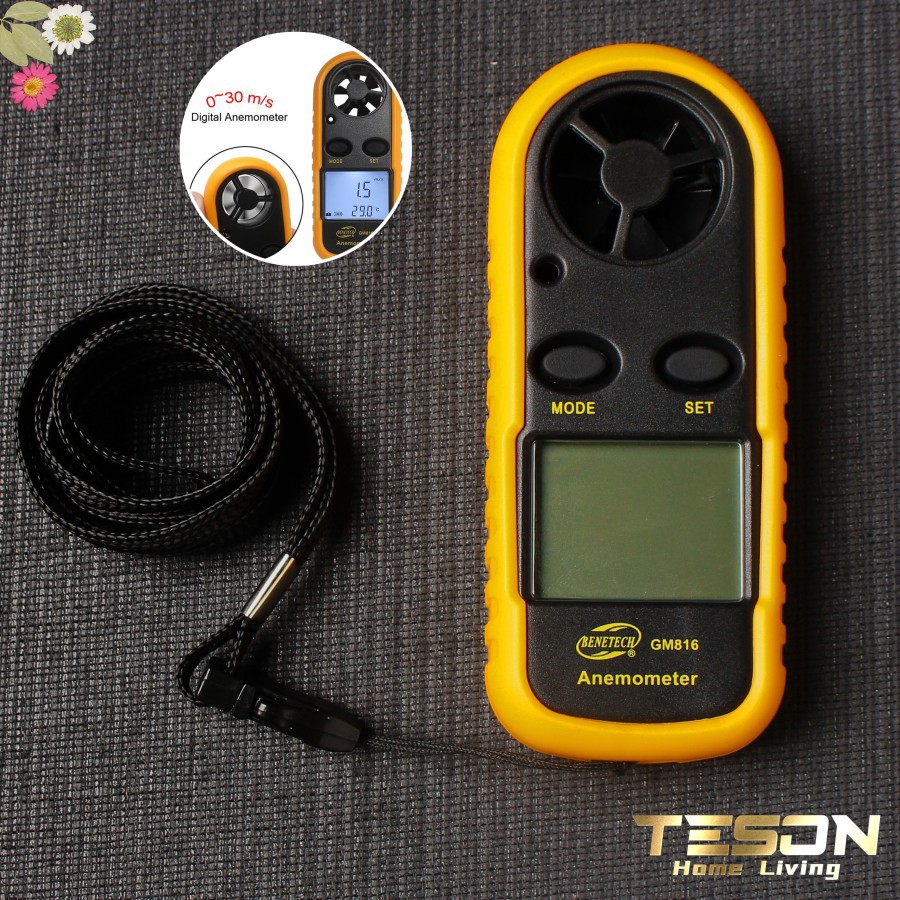 Anemometer Digital Pengukur Kecepatan Angin Alat Ukur Suhu Thermometer