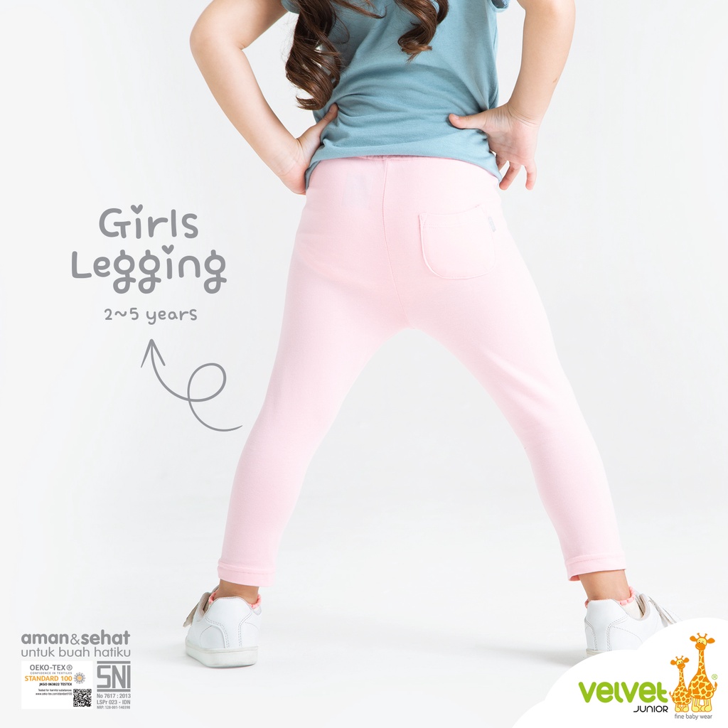 Velvet Junior Legging Anak - Girls Legging Solid Pink