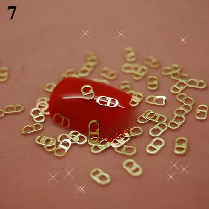 Nail art 3D hiasan kuku 3D merk logo Gold Import metal hiasan slime scrapbooking