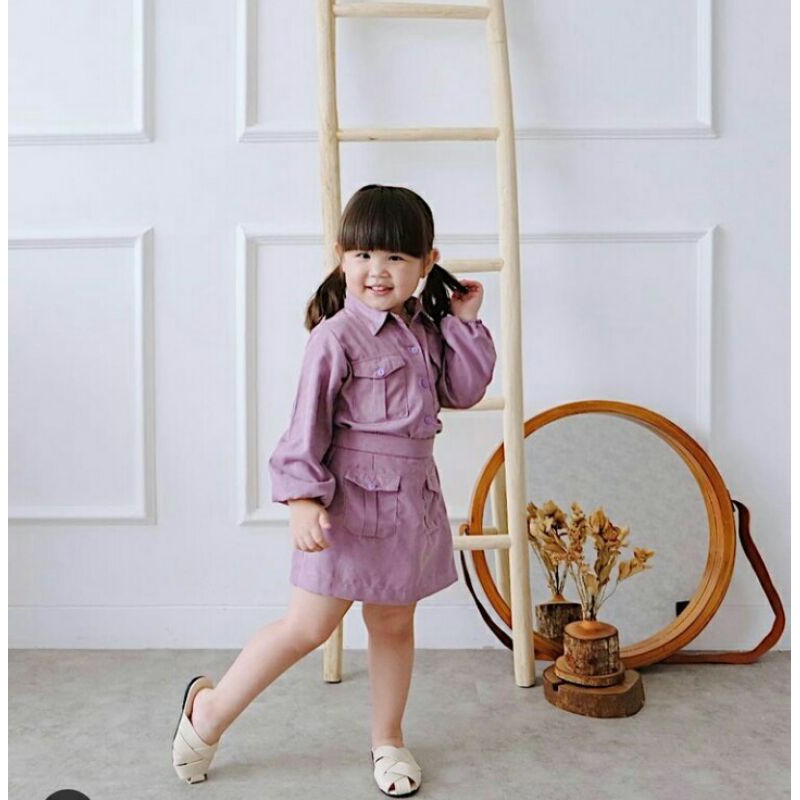 humairaskidsbaby LEVI set setelan anak baju bayi dress baby jaket lilac
