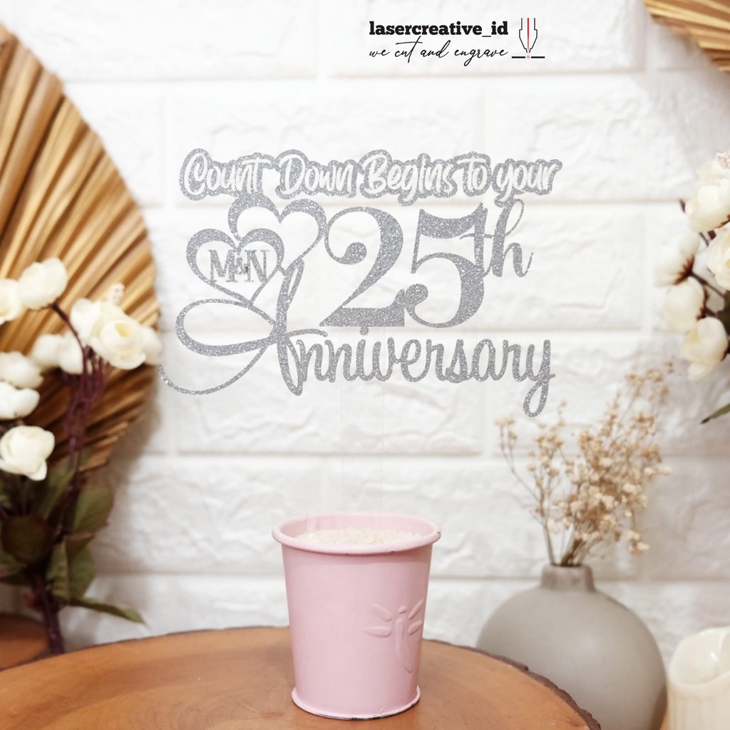 Cake Topper Acrylic Anniversary size 16x20cm (size L)