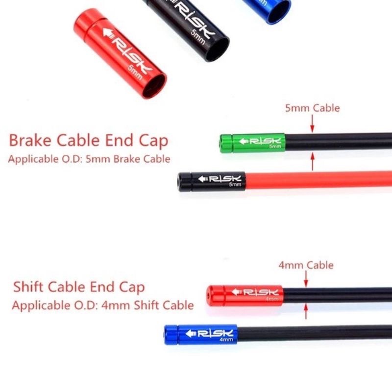 END CAP RISK ALOY SHIFTER 4 MM &amp; BRAKE 5 MM OUTER CABLE