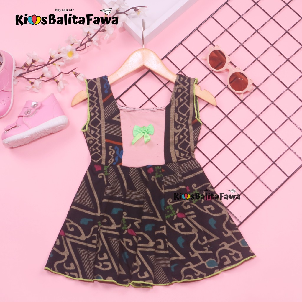 Dress Marsha Uk Bayi - 3 Tahun / Dres Batik Baju Baby New Born Perempuan Gaun Tenun Bahan Adem Cewek