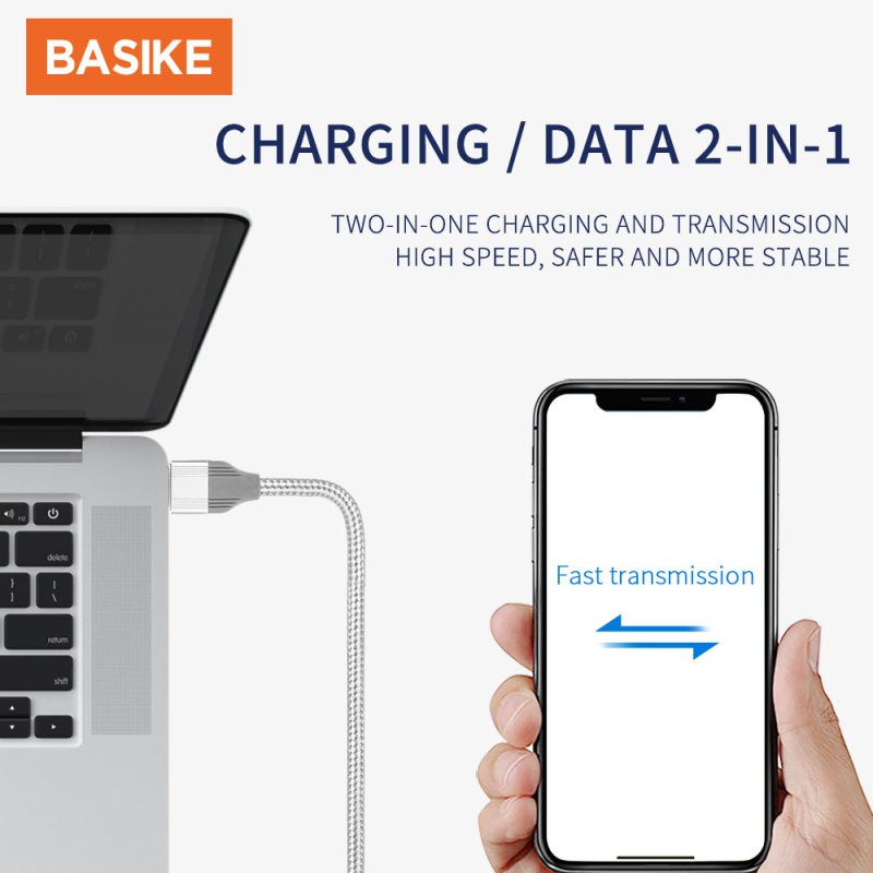 BASIKE Kabel Data Fast charging Micro USB cable for Android phone Tangle-free Docking Nylon 100CM xiaomi Samsung Oppo Vivo hp murah Realme Redmi infinix Ipad Gadgets-2