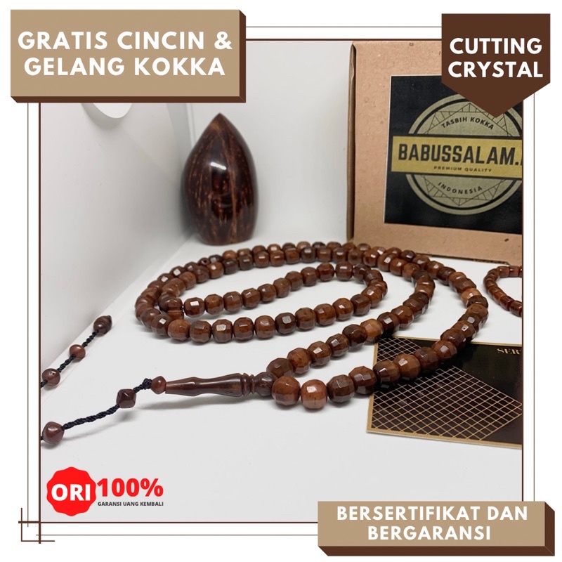 Tasbih Kokka Asli Bersertifikat Motif Cutting Crystal Tasbih Kaokah Asli 100% Tasbih Kaukah