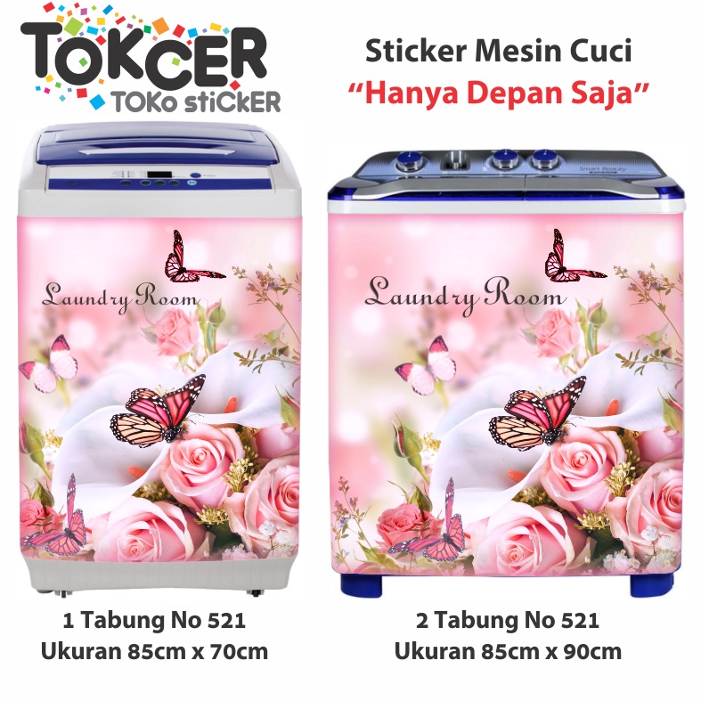 Stiker Mesin Cuci 1 atau 2 Tabung Motif KUPU-KUPU