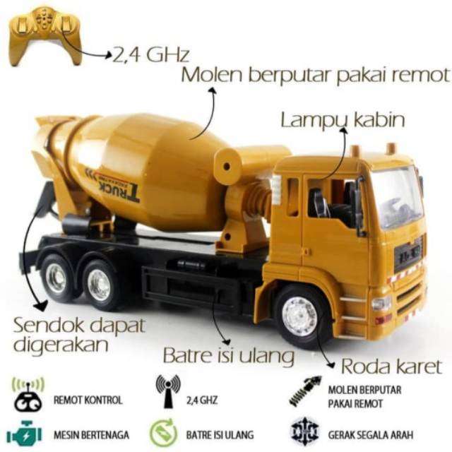 Mainan Mobil Remot Kontrol Truk Semen Molen