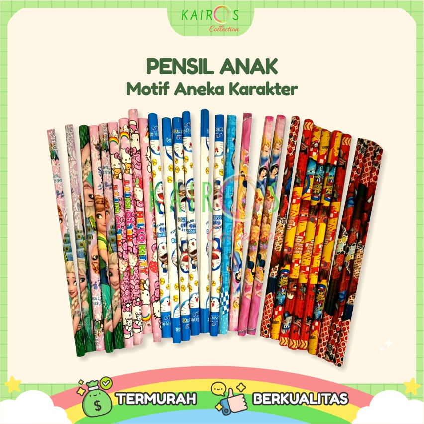 Pensil Anak Karakter Aneka Motif Kartun Lucu