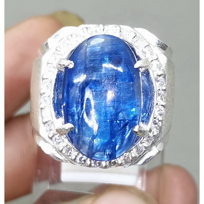 Cincin Batu Akik Asli Blue Safir Australia Ring Perak Bagus