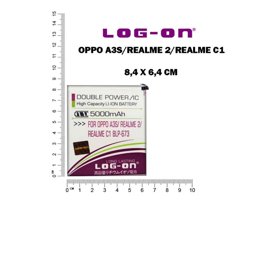 BATERAI DOUBLE POWER LOG ON OPPO A3S / REALME C1 / REALME 2 (5000 MAH)