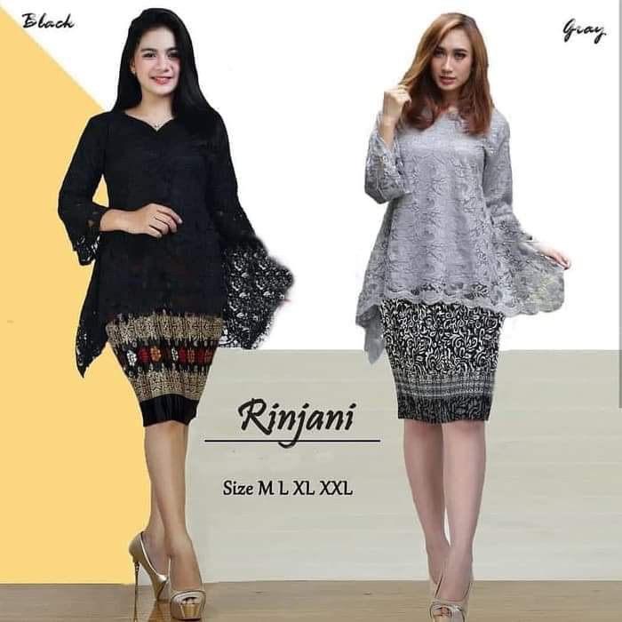 SB Collection Stelan Kebaya Rica Blouse Brukat Dan Rok Plisket Midi Jumbo Batik Wanita