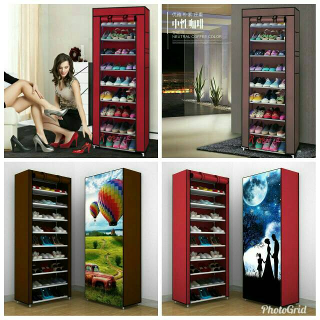 Rak Sepatu 10th 9 Susun Rakitan Shoes Rack with Dust Cover Rak Sepatu 10th 9 Susun Rakitan Shoes Rack with Dust Cover