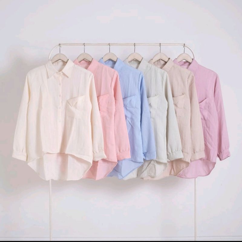 Saku Kemeja Wanita/Blus kemeja linen 2021 Kualitas tinggi Wanita/Atasan wanita kantor Wanita chic lengan panjang-7