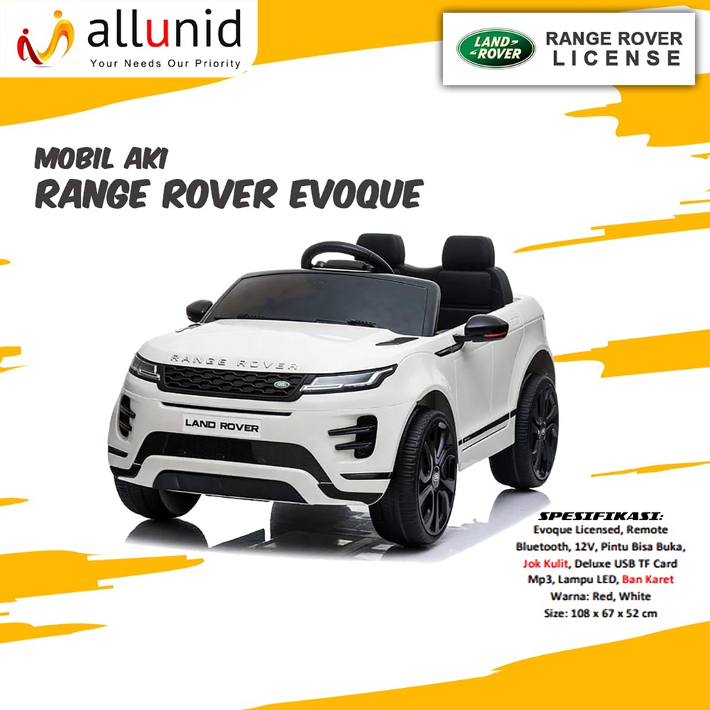 Mainan Anak Mobil Aki Range Rover Evoque Ban Karet