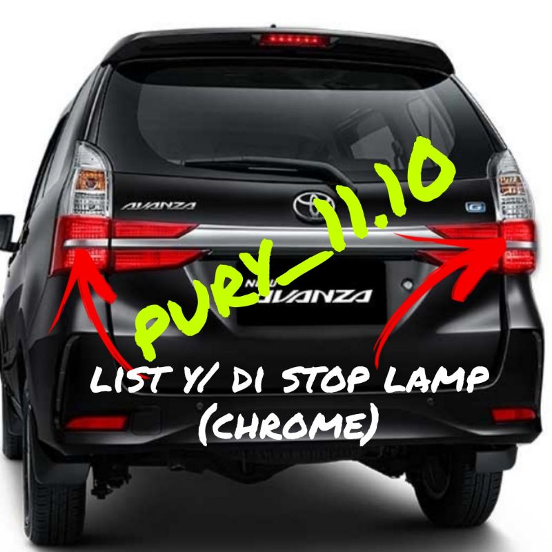 list lis stop lamp lampu bekang chrome black tetanium avanza xenia veloz 2019 2020 2021 original