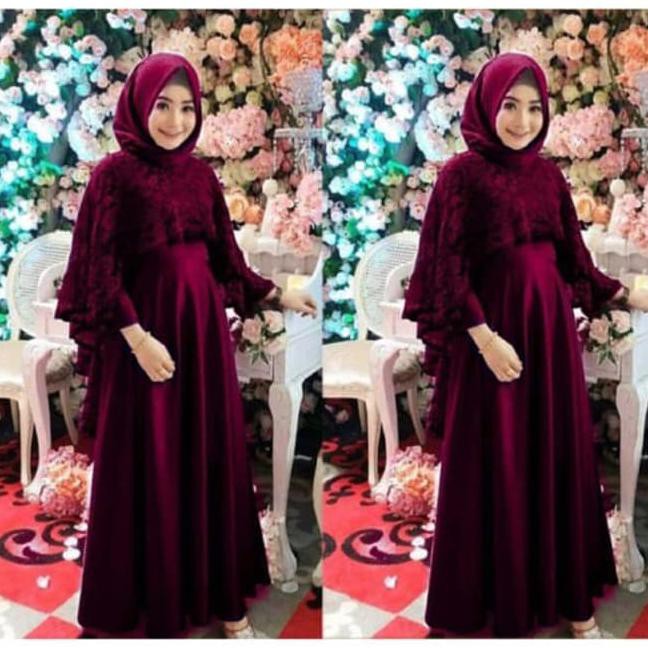 BAJU GAMIS WANITA SYARI TERBARU MAXI TIARA DRESS BRUKAT TERPERCAYA