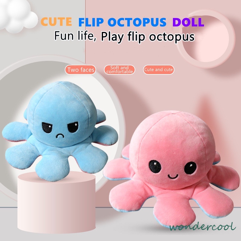 Boneka TikTok Reversible Octopus Cumi Gurita Warna Bolak Balik Soft Yelvo-Won