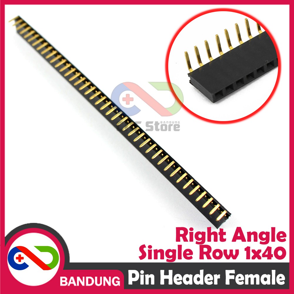 PIN HEADER STRIP FEMALE 1X40 2.54MM RIGHT ANGLE L SHAPED BENGKOK