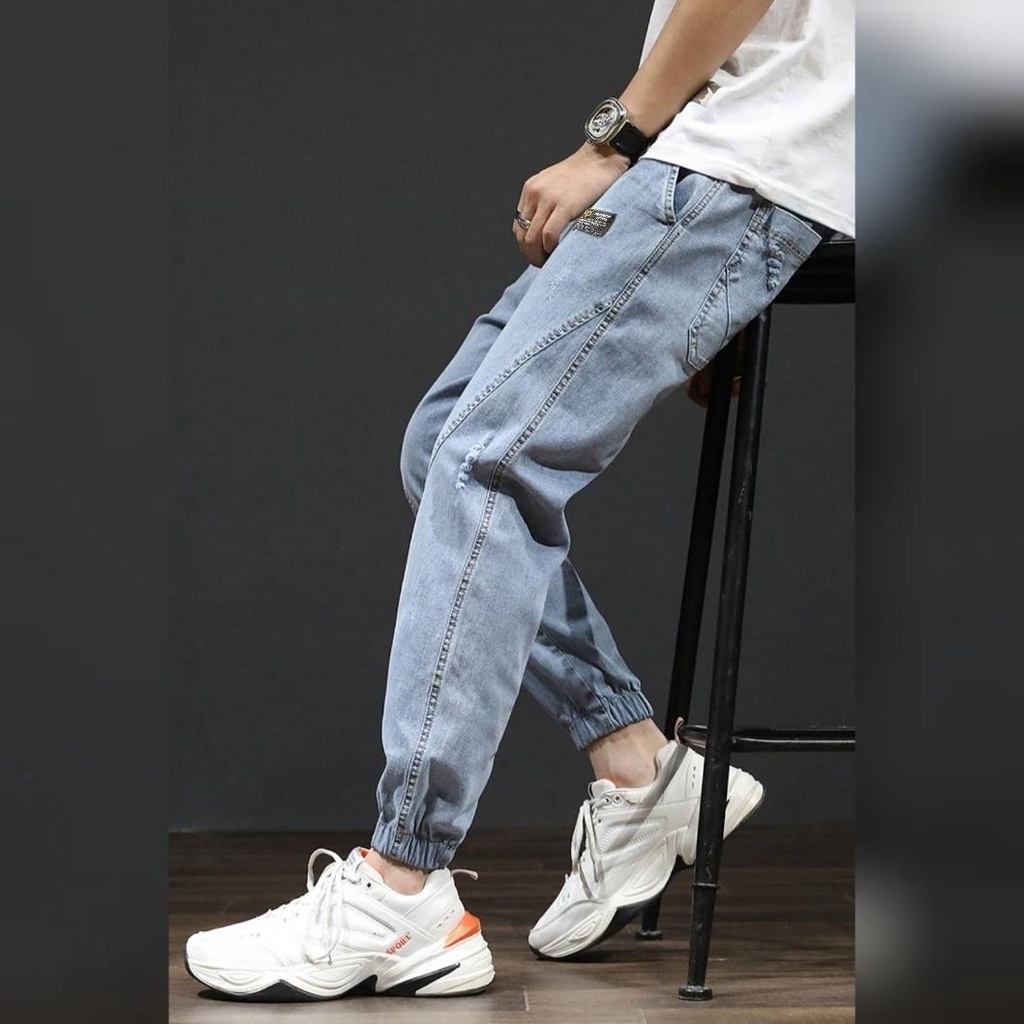 Celana Jogger Jeans Pria MHN Original Celana joger denim original bandung pinggang elastis meral