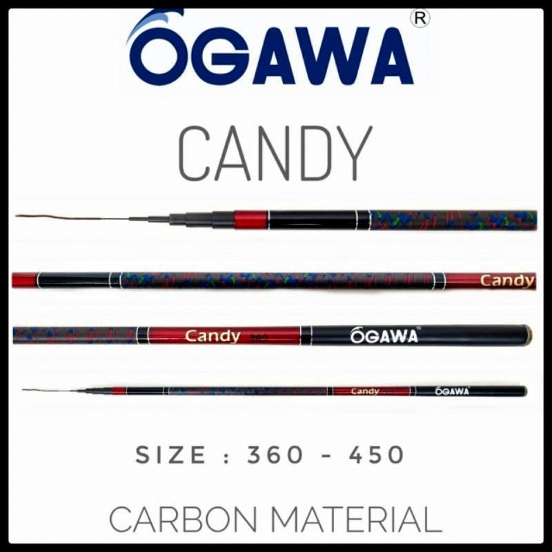 Joran Tegek Ogawa Candy 360 450 Carbon Action Kaku Ringan Kuat Untuk Mancing Di AIr Asin Sungai
