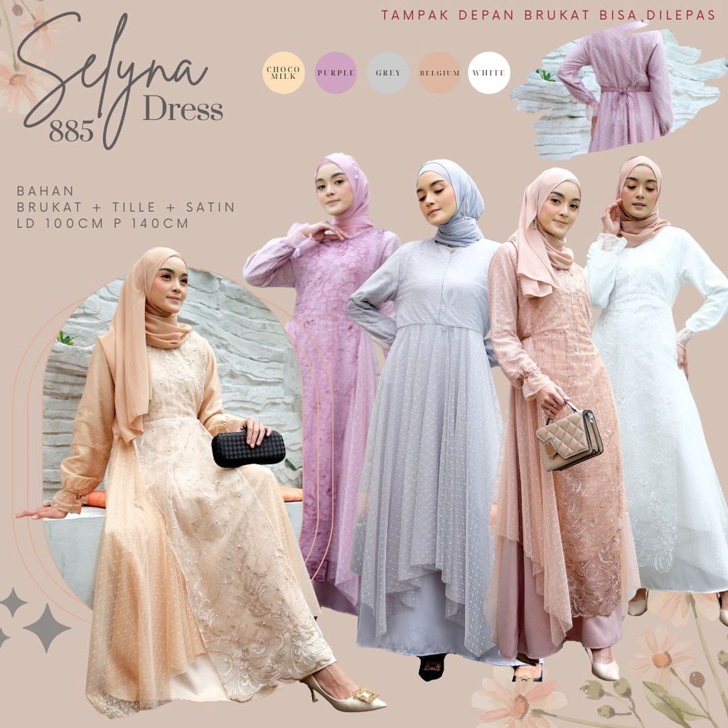 SELYNA DRESS / BRUKAT / DRESS KONDANGAN / DRESS LAMARAN / DRESS LEBARAN / SERAGAMAN