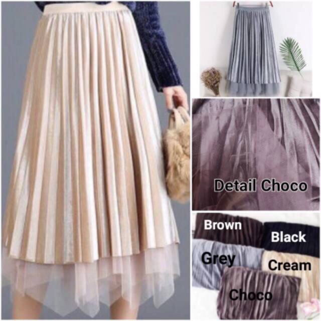 Rok prisket velvet bludru tutu skirt 7/8 (bolak balik) import