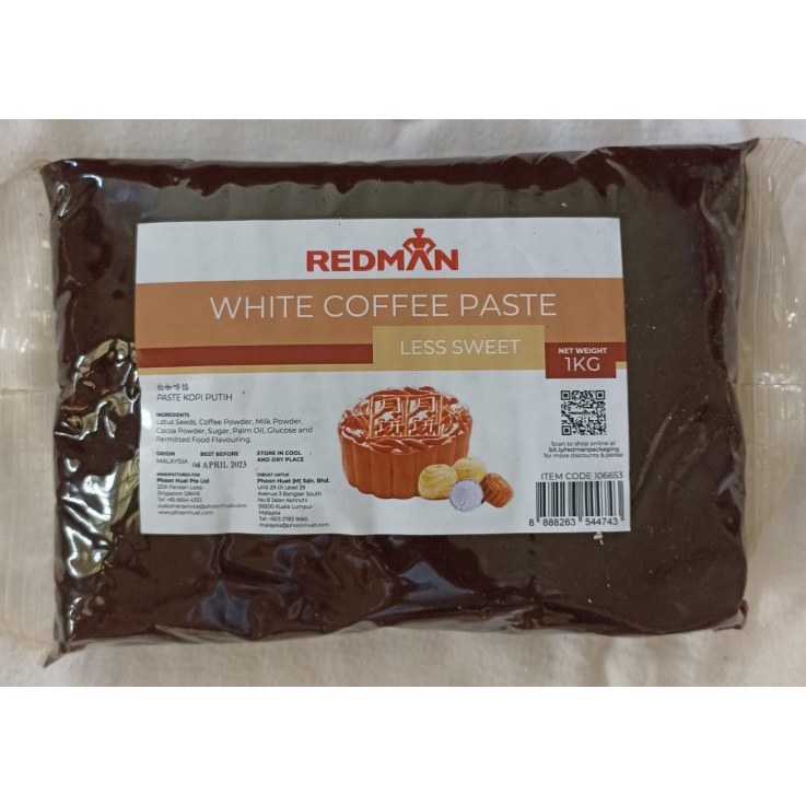 

Redman Mooncake Paste 1KG White Coffee | Durian | Green Bean | Green Tea [Less|NoSugar]