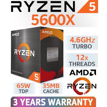 AMD Ryzen 5 5600X 6 cores 12 threads 3.7Ghz Up to 4.6Ghz