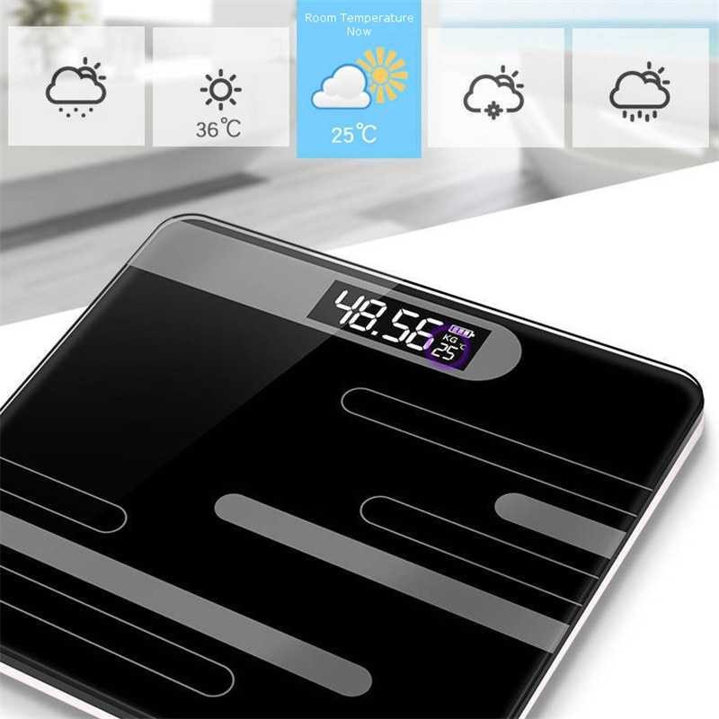 Timbangan Badan LCD Digital Slace 150 Kg Temperature Sensor Baterai