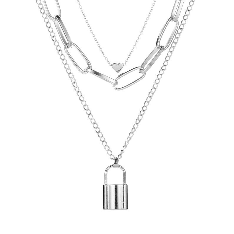 SANGCAKRA COD - Kalung Titanium Anti Karat Wanita Ori Model Terbaru 2023 Import - Kalung Rantai Liontin Gembok - K3
