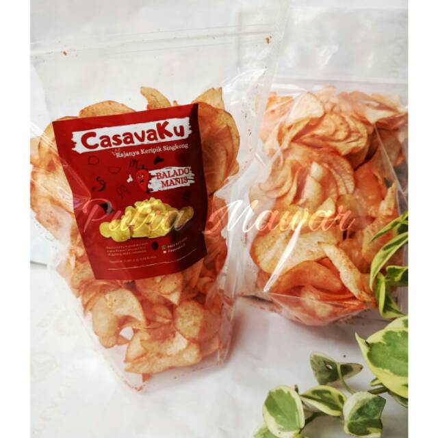 

Camilan Snack KERIPIK SINGKONG CasavaKu Balado Pedas Manis 200gr