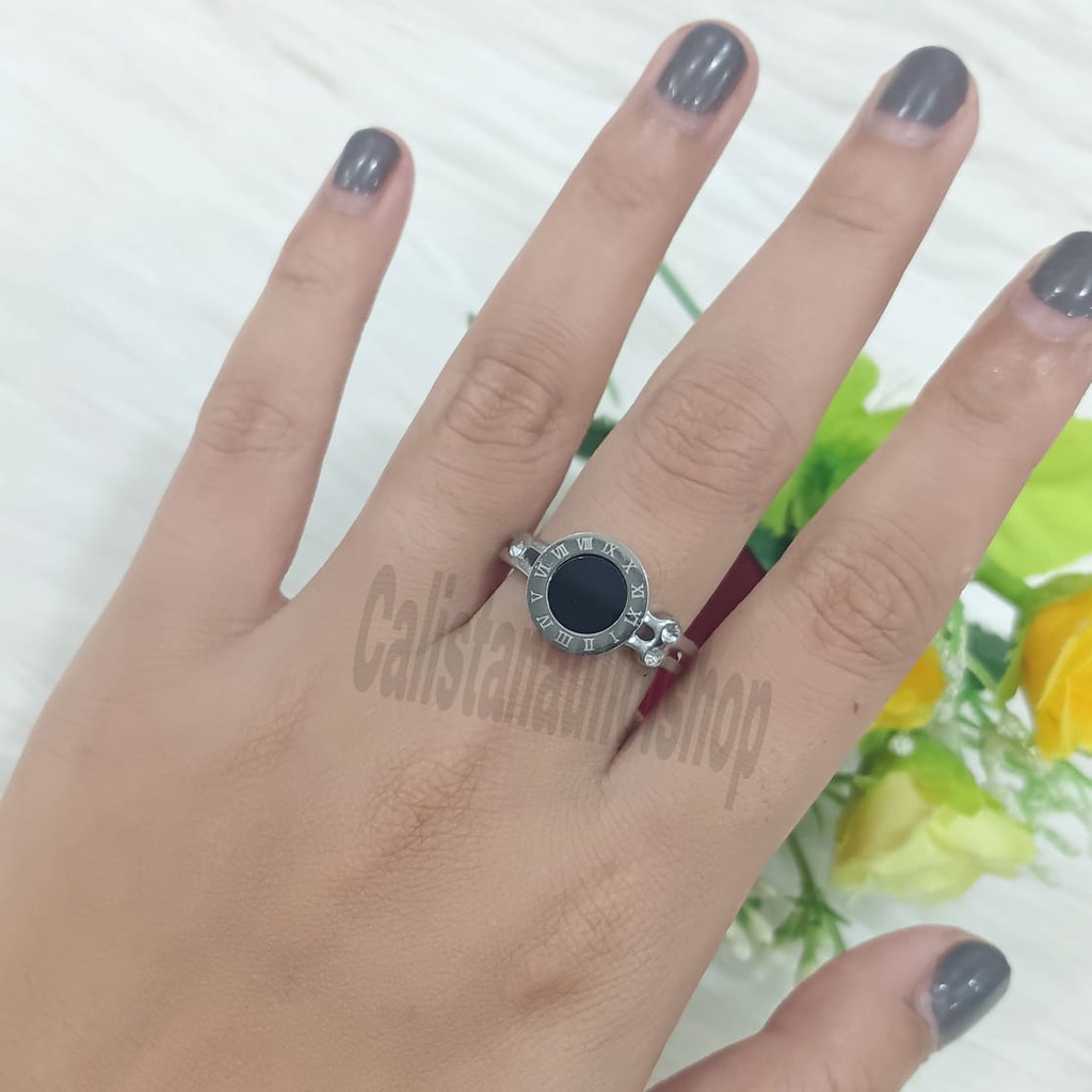 TITANIUM CINCIN DESAIN PERMATA 1 ZIRCON SINGLE ELEGAN PERHIASAN EMAS KOREA ANTI KARAT DAN ANTI LUNTUR